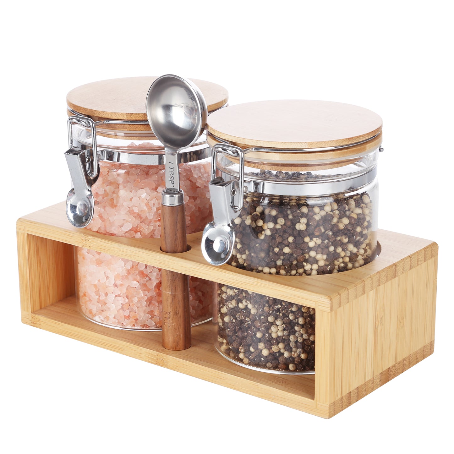 KKC HOME ACCENTS Borosilicate Glass Sugar Salt Storage Containers with Airtight Locking Clamp Lids,Sealed Glass Jar Canisters for Brown Sugar,Loose Tea,Coffee,27 Fluid-oz