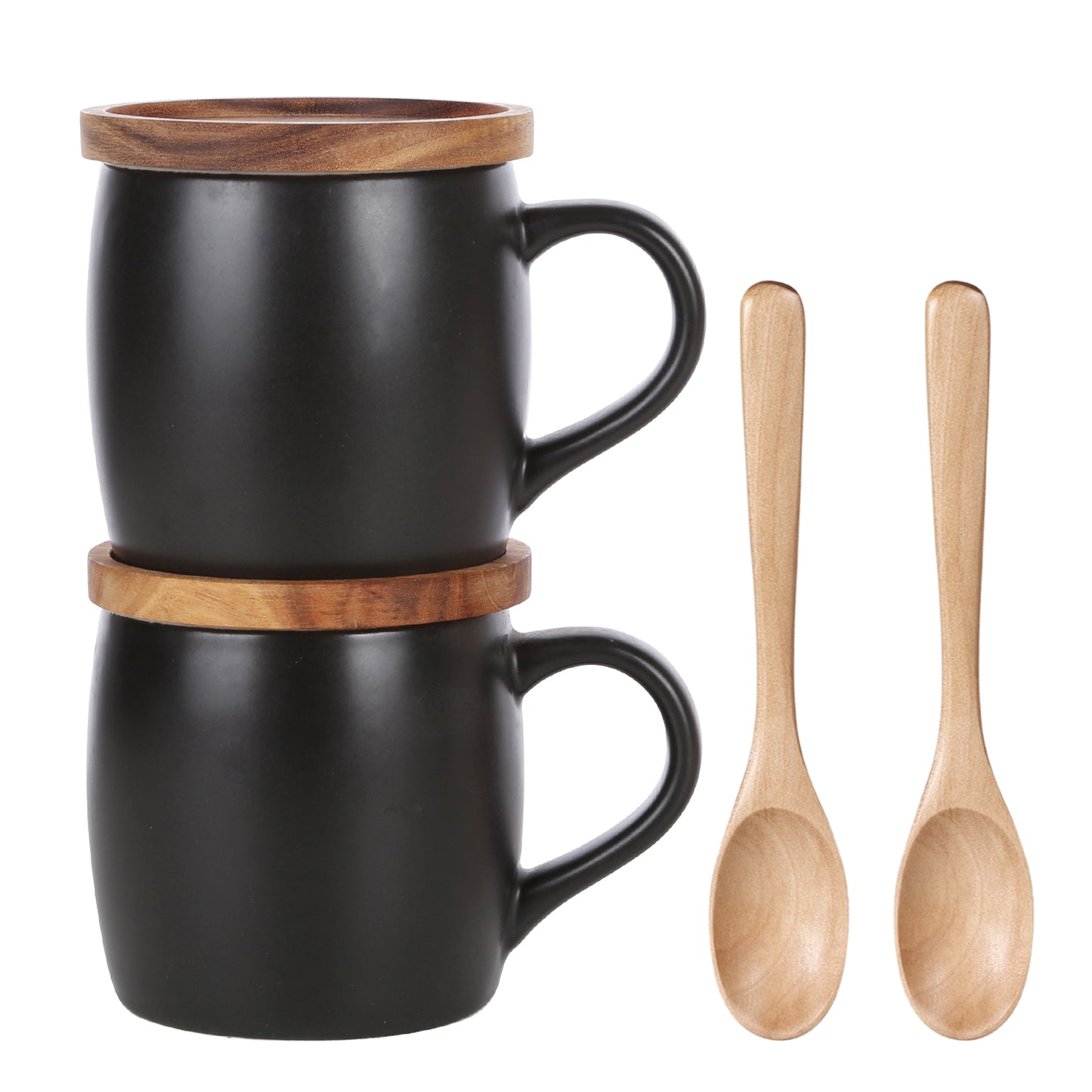 KKC HOME ACCENTS Ceramic Coffee Mug set of 2 with Lid,Ceramic Coffee Mugs Black & White , 13 OZ , Ceramic Coffee Cups