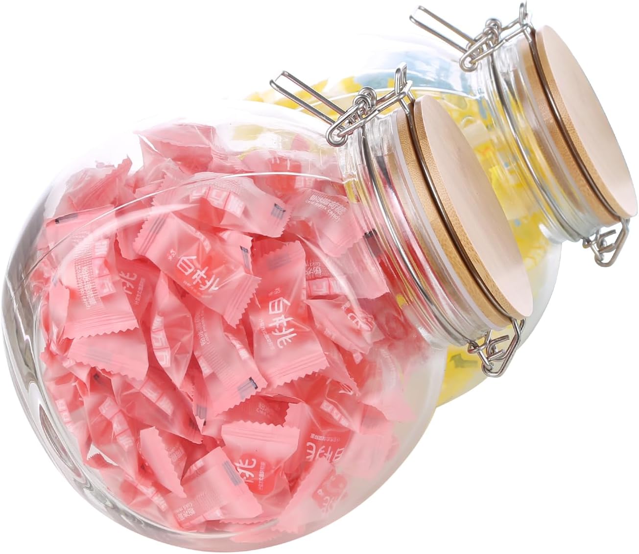 KKC HOME ACCENTS Glass Candy Jar,Cookies Jar with Airtight Lid,Vacuum Sealed Candy Jar with Lid for Candy Buffet,Cookie,Snack,68 Fluid oz,Seals Tightly,2set