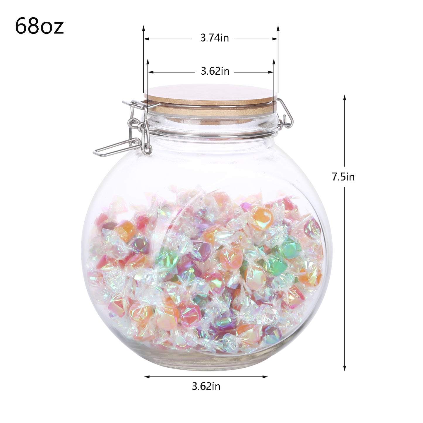 KKC HOME ACCENTS Glass Candy Jar,Cookies Jar with Airtight Lid,Vacuum Sealed Candy Jar with Lid for Candy Buffet,Cookie,Snack,68 Fluid oz,Seals Tightly