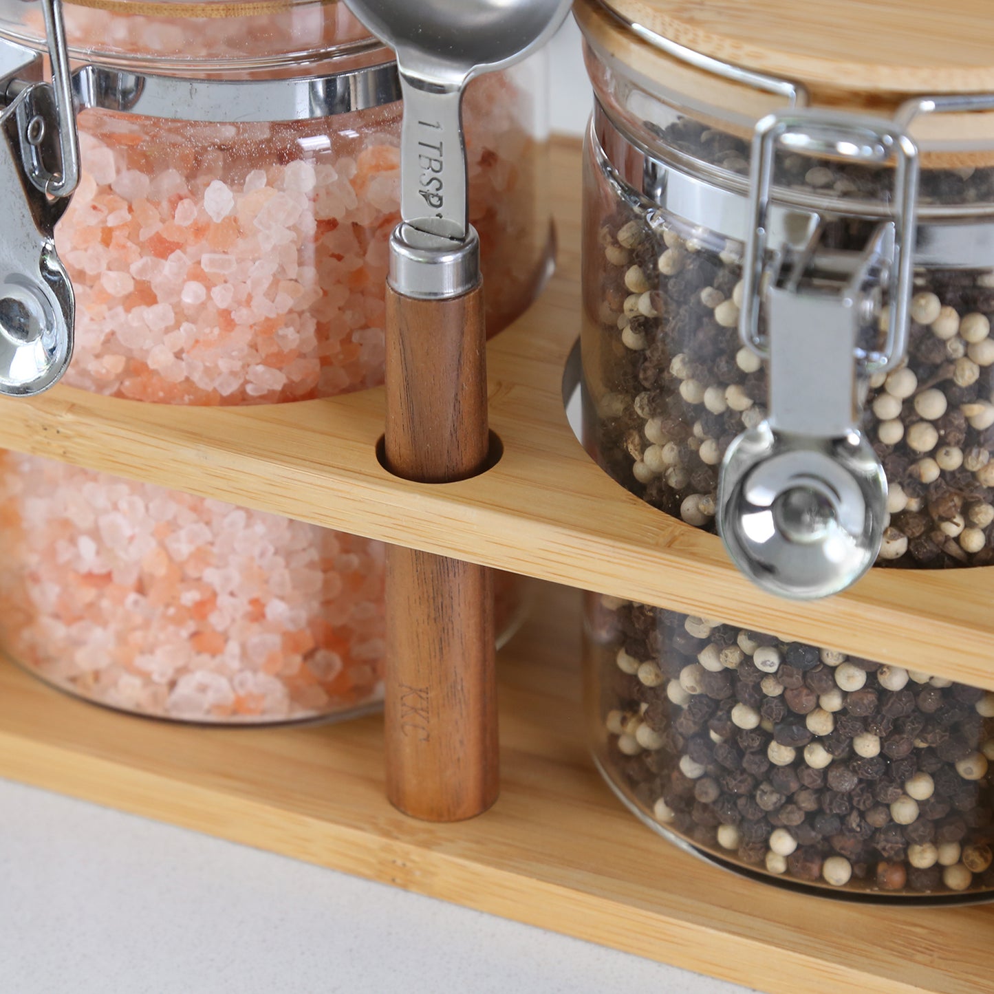 KKC HOME ACCENTS Borosilicate Glass Sugar Salt Storage Containers with Airtight Locking Clamp Lids,Sealed Glass Jar Canisters for Brown Sugar,Loose Tea,Coffee,27 Fluid-oz