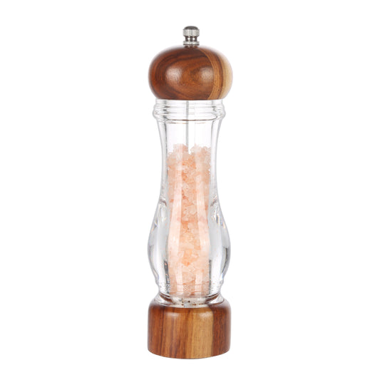 KKC HOME ACCENTS Wooden Pepper Grinder,Pepper Mill,8 Inch,Pepper Grinder Mill Acacia Wood and Acrylic,Refillable,Adjustable Coarseness Fine to Coarse