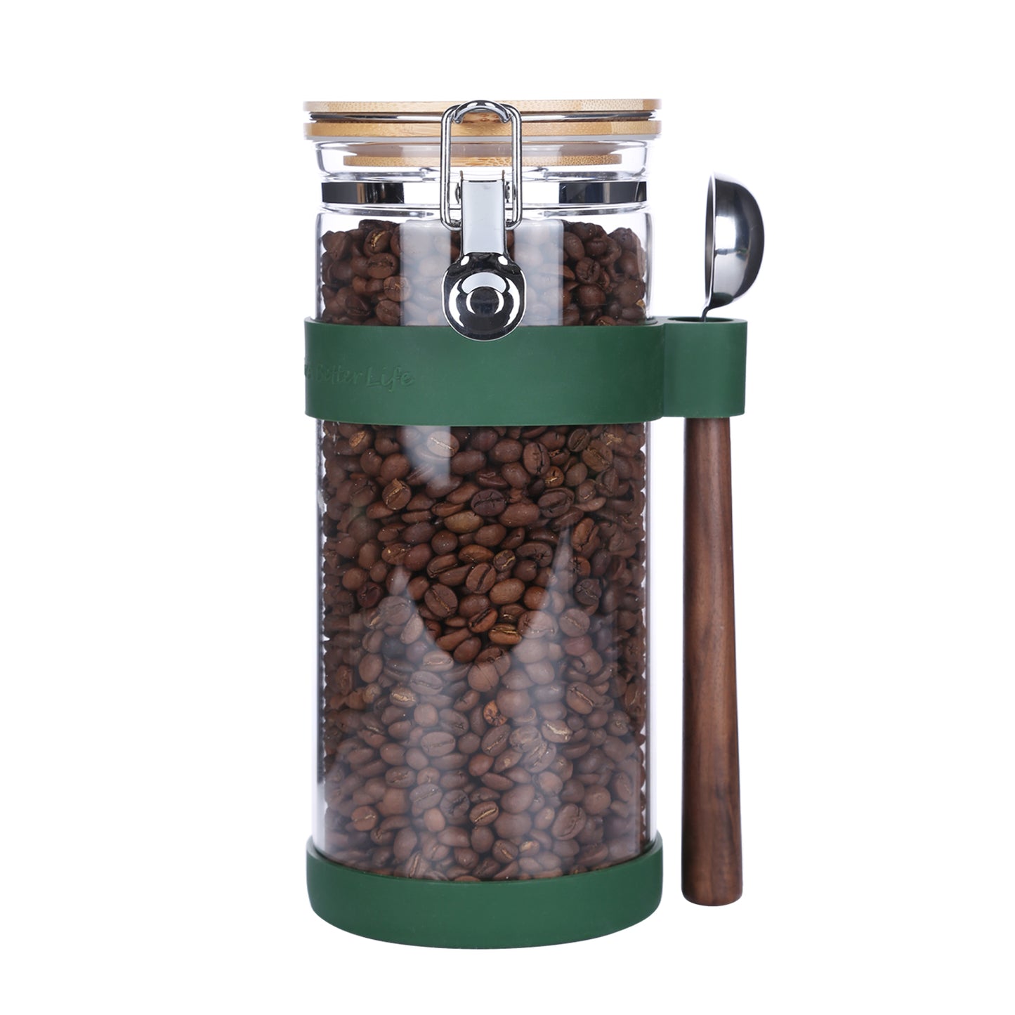 KKC HOME ACCENTS Glass Coffee Bean Storage Container with Scoop,Sealed Glass Storage Jar with Airtight Locking Lid,Airtight Nut Container,Sealed Container for Coffee Ground,Brown Sugar,Nut,Cereal,Pasta,54 fluid-oz