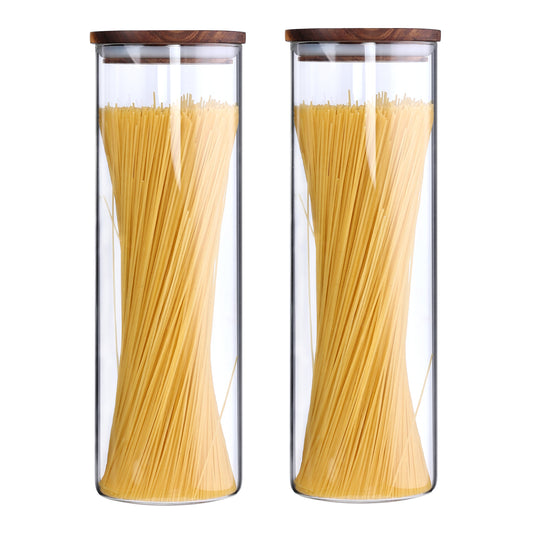 KKC Tall Borosilicate Glass Food Storage Jars for Spaghetti, 63 Floz,2 Piece Set