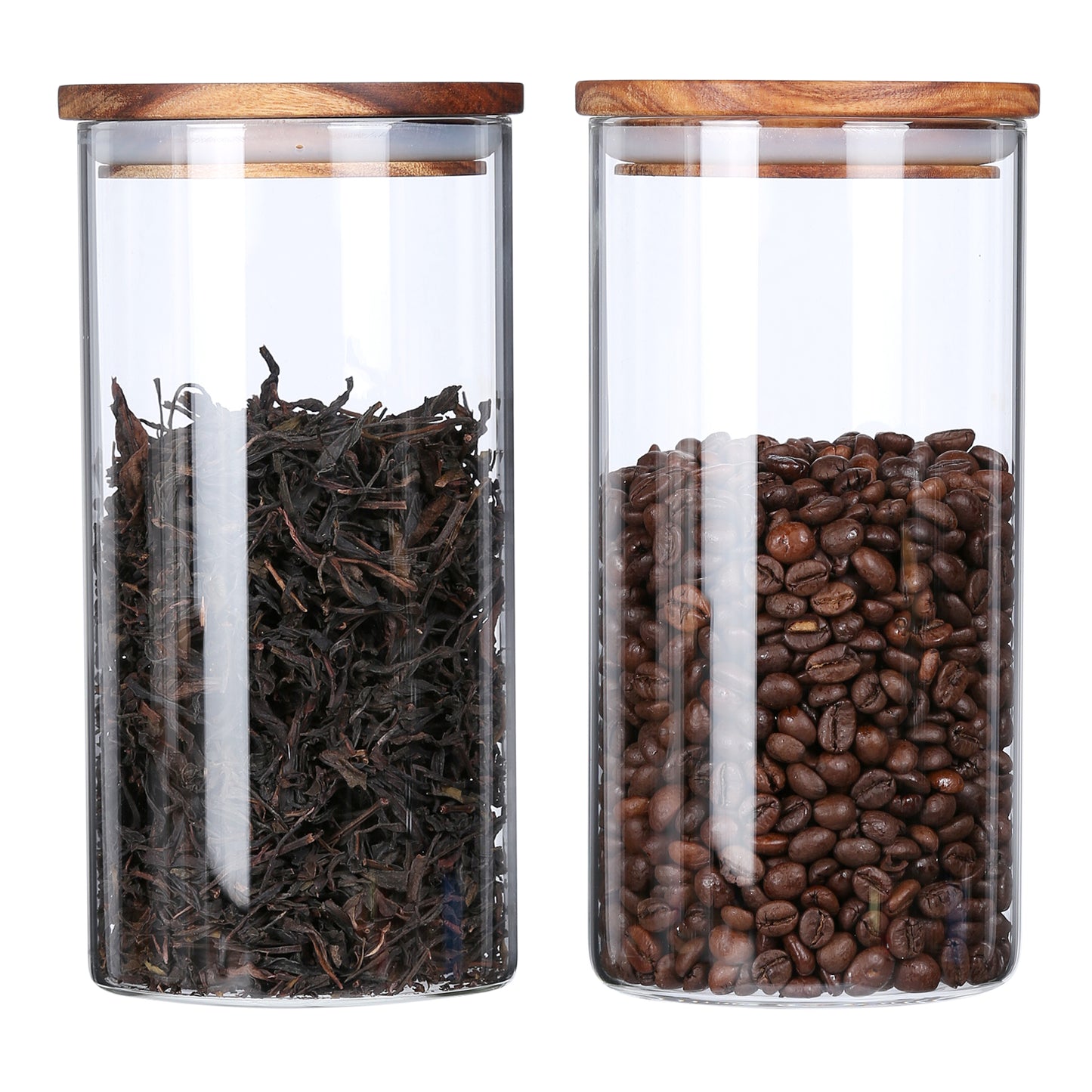 KKC HOME ACCENTS Glass Canister with Wood Lid, 39 FLoz,2 Pack
