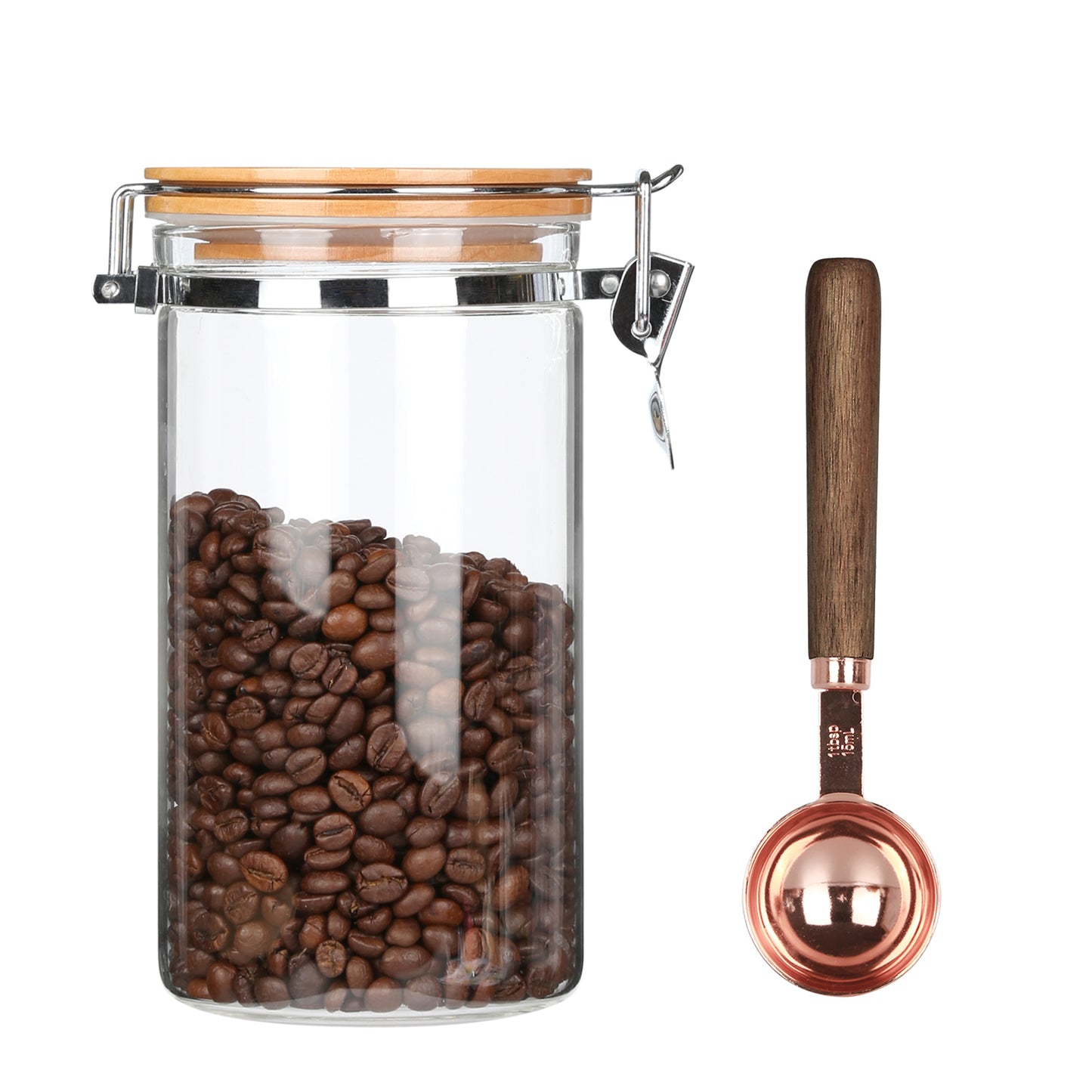 KKC Home Accents Glass Airtight Coffee Bean Storage Container with spoon, 40 FLoz (1200 ML)