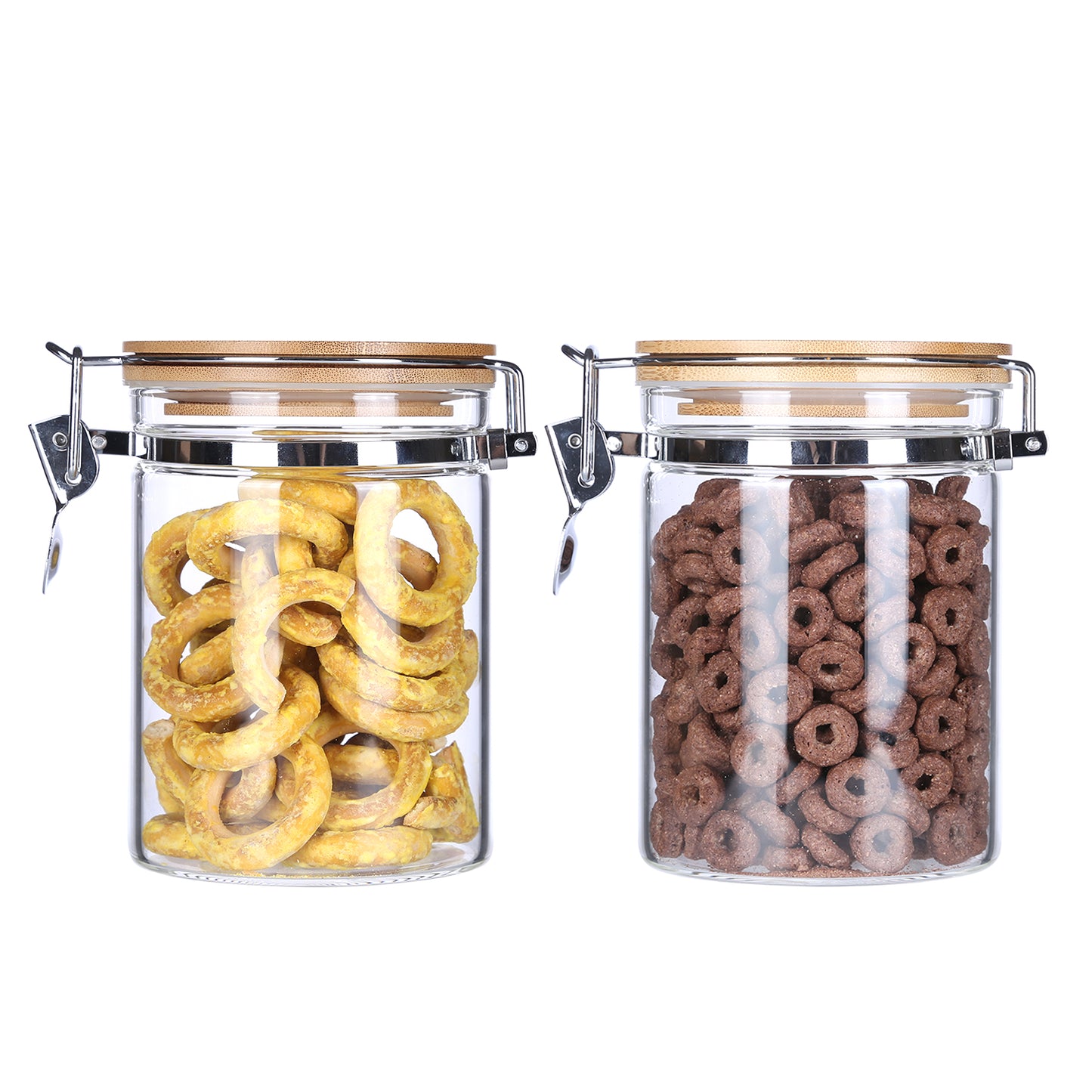 KKC Glass Storage Jars with Airtight Lids,27 Floz (800 ML x 2)