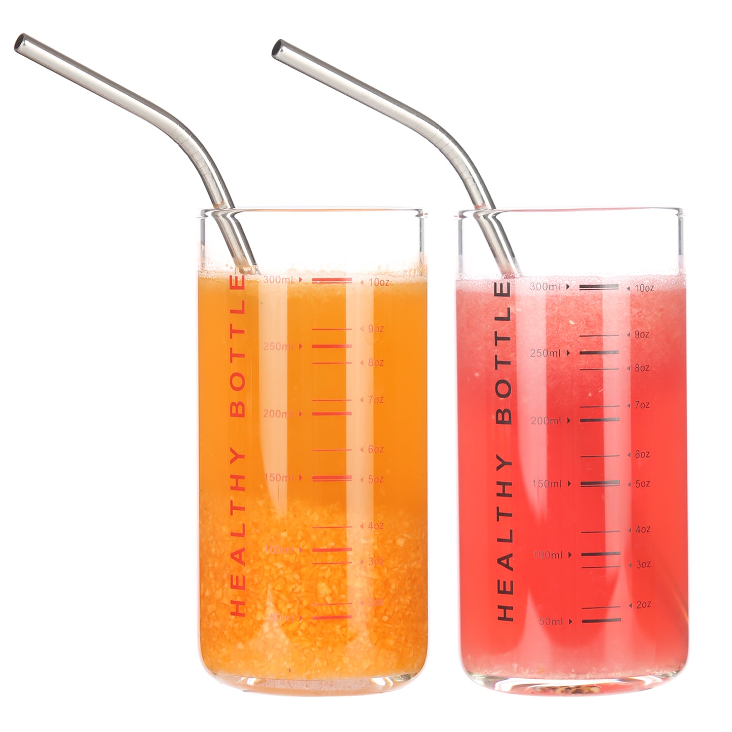 KKC HOME ACCENTS Glass Cup with Measurements for Drinking ,Water Glasses set of 2, 10 oz