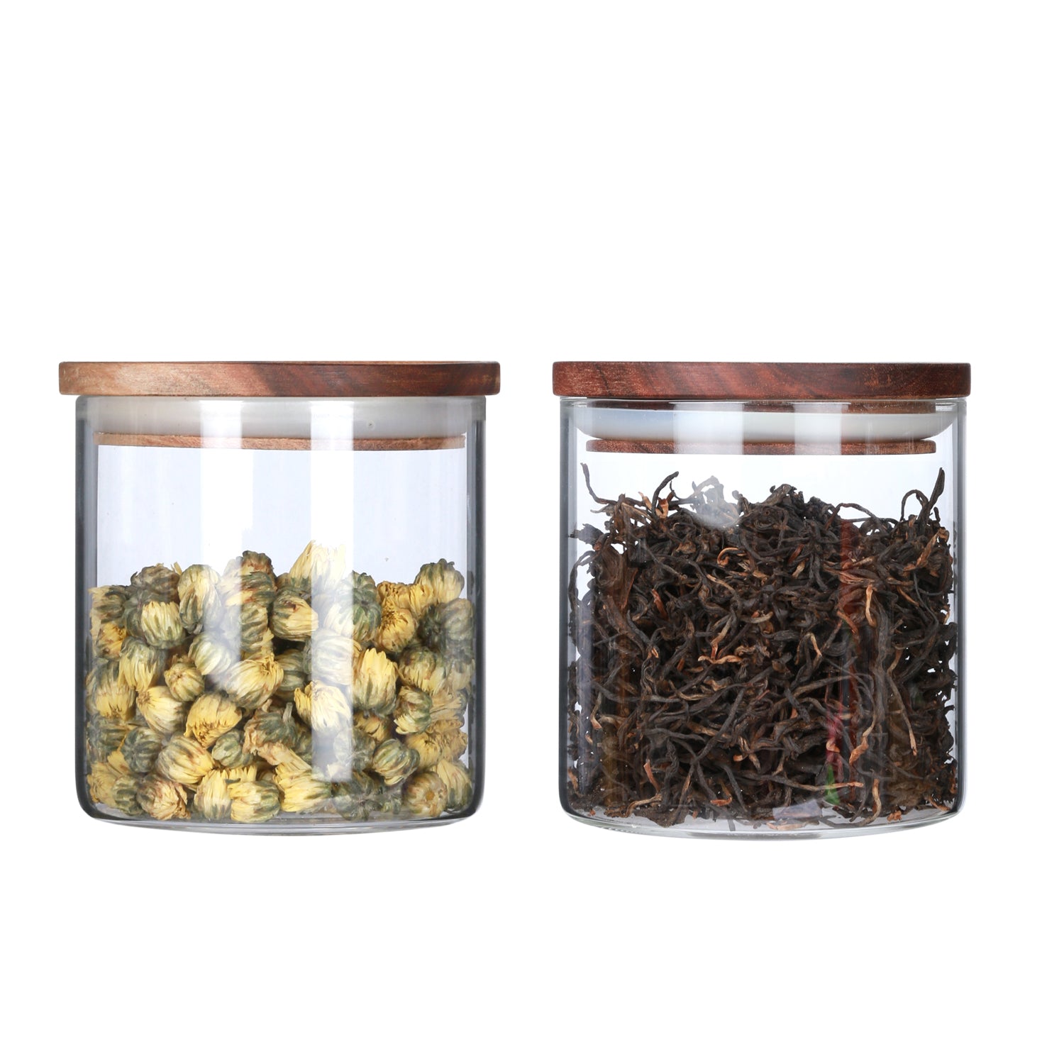 KKC Glass Storage Jars with Airtight Lids,Jar Canister with Wooden