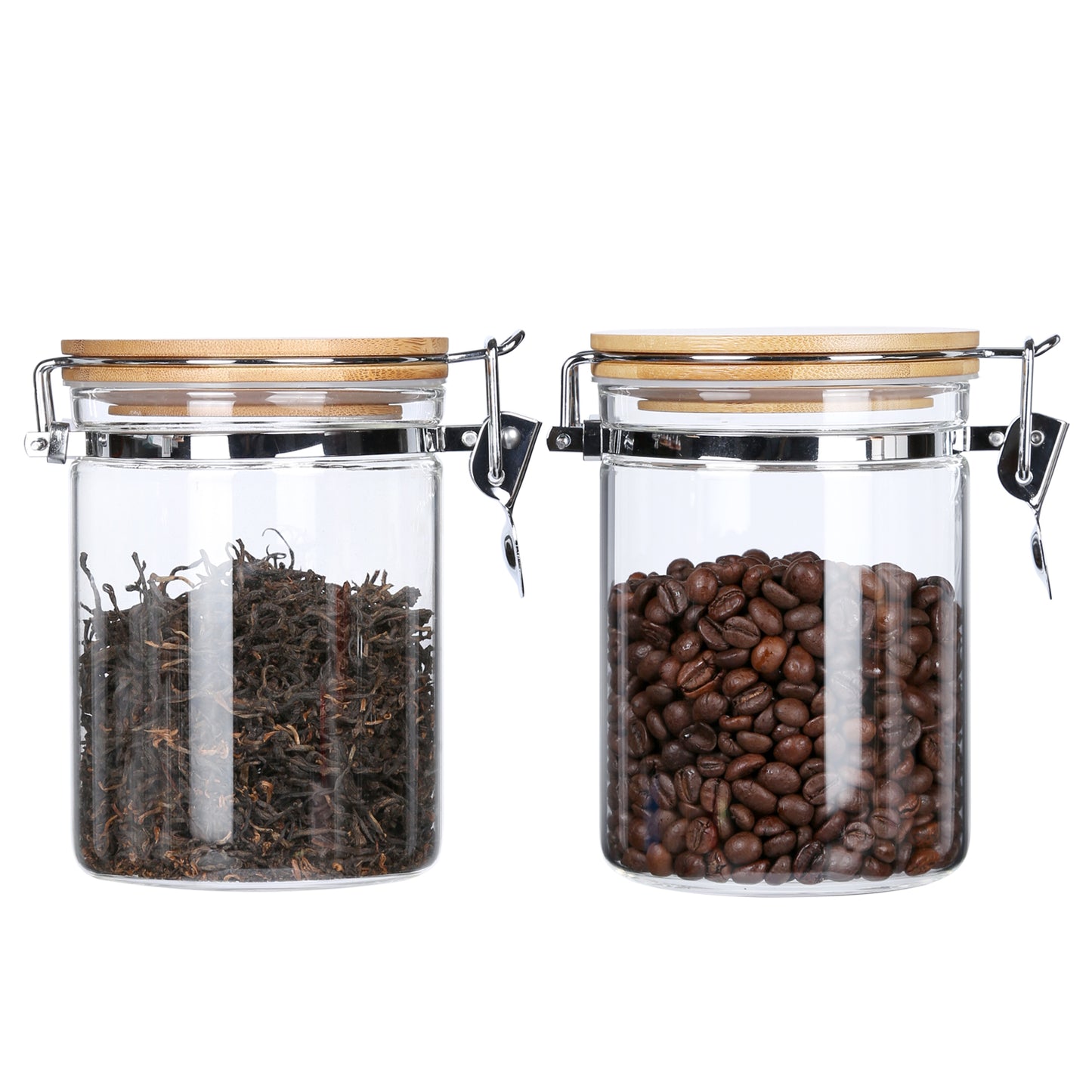 KKC Glass Storage Jars with Airtight Lids,27 Floz (800 ML x 2)