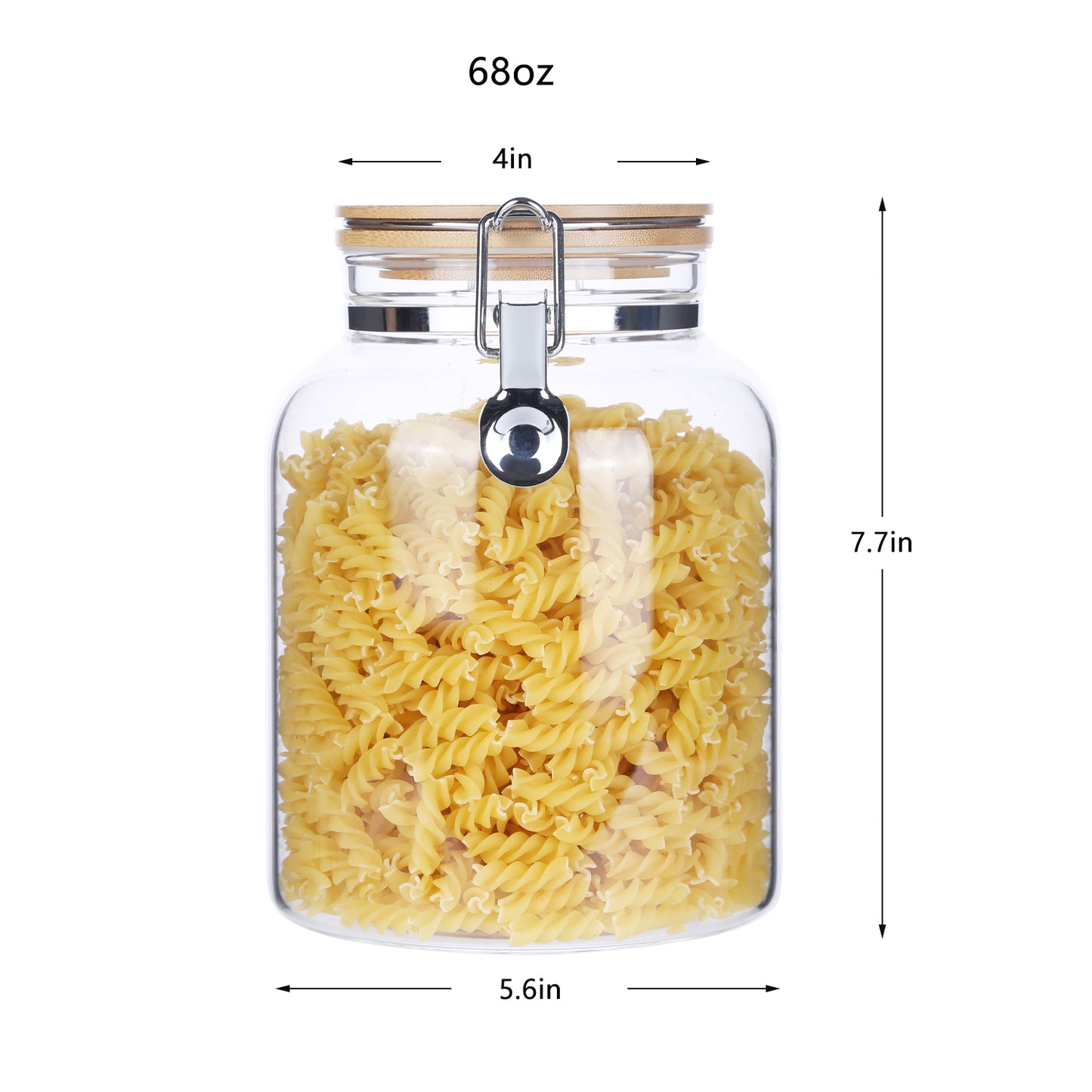 KKC Glass Coffee K Cup,Coffee Pod Storage Container,Sealed Glass Coffee Container for 24 oz (1.5 lb) Coffee Beans,Large Glass Storage Jar Canisters with Airtight Locking Hinged Lids for Flour,Brown Sugar,Cookies,Candy,Pasta,Grains,68 Fluid-oz