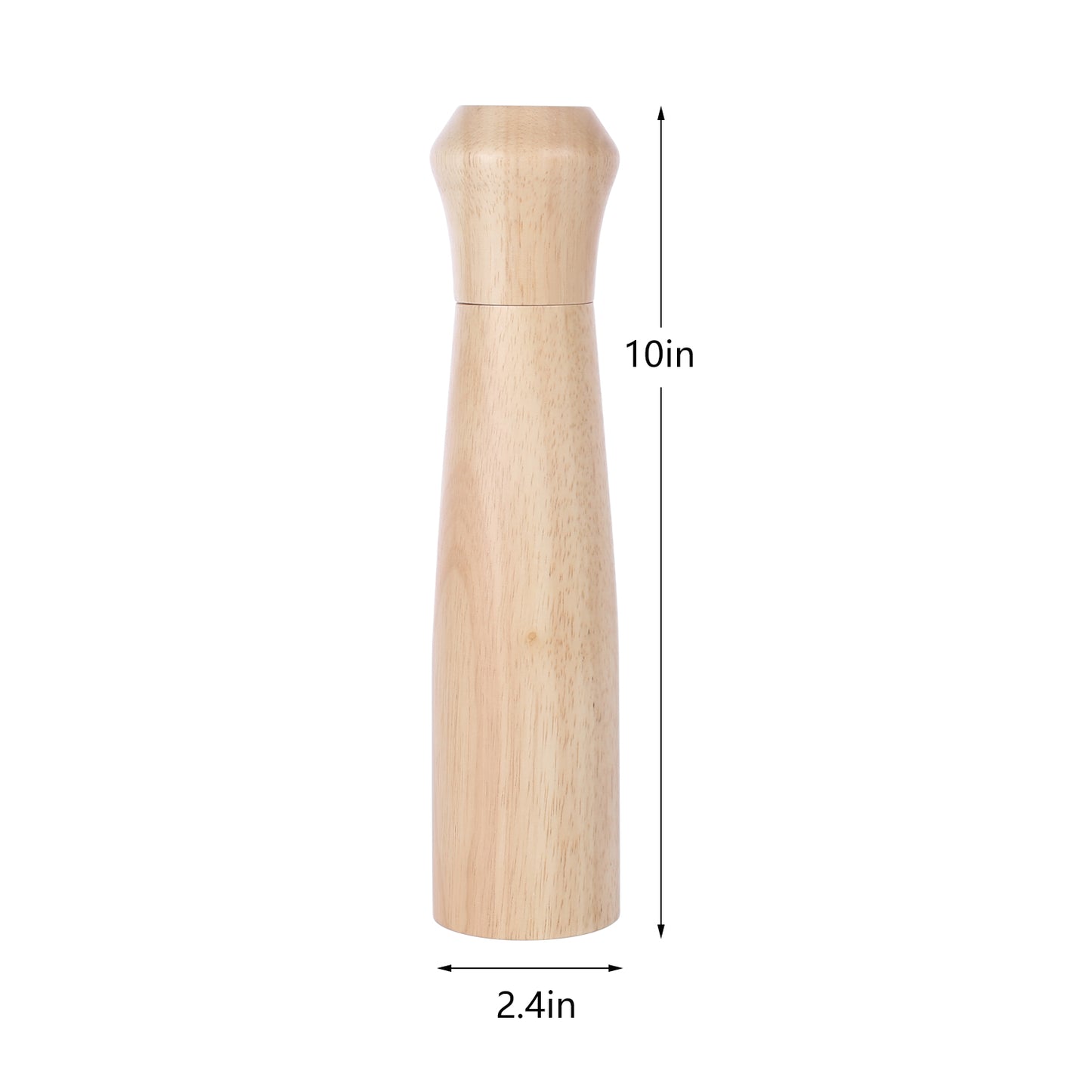 KKC Salt and Pepper Grinder Mill Wood - Wooden Salt and Pepper Mill , 10 inch, Rubber Mill with CrushGrinder