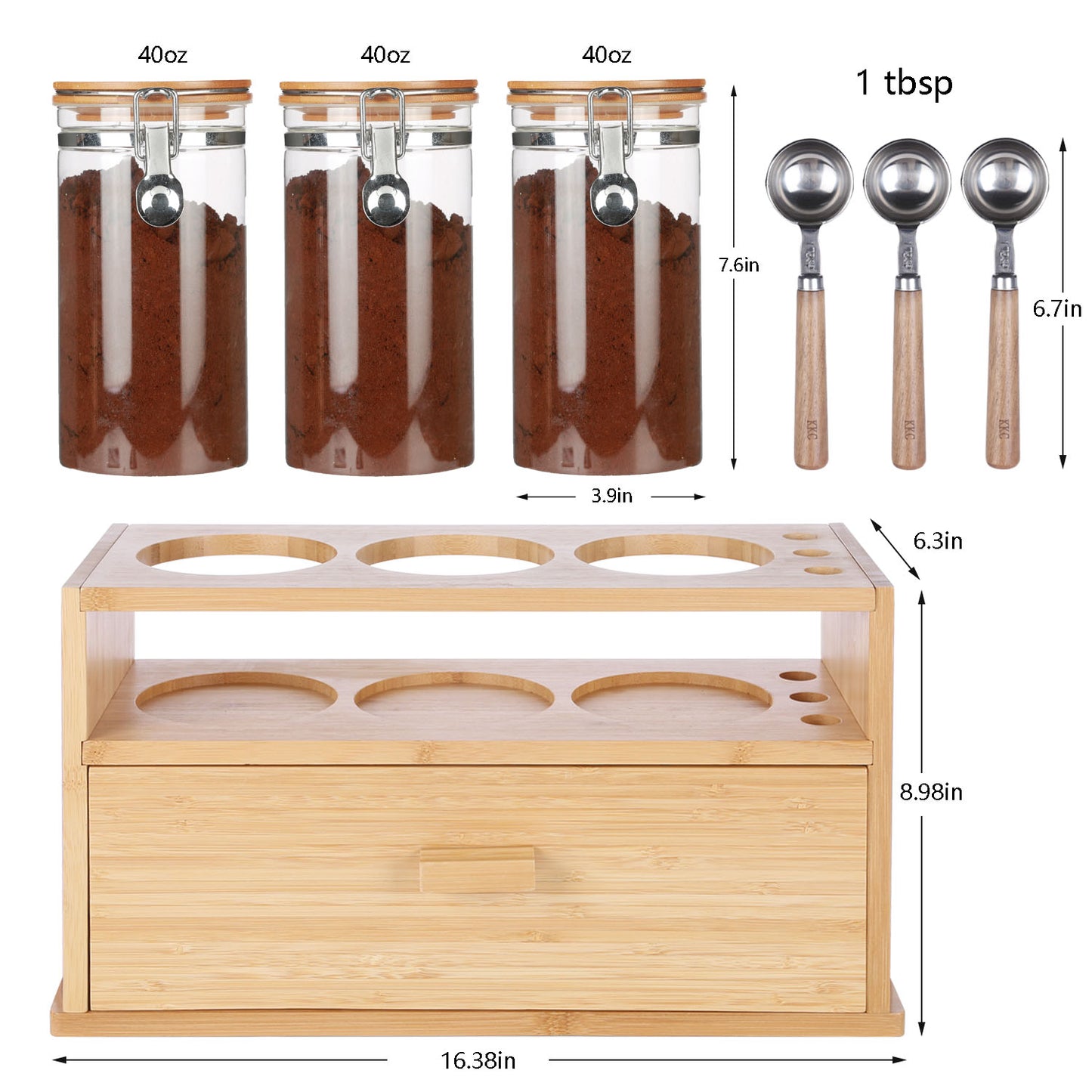 KKC Coffee Station Organizer, K Cup Coffee Pods Holder with Drawer, Countertop Coffee Bar Accessories Organizer, Coffee Pod Holder Storage Basket, for Coffee Capsule Pod, Sugar, Straw.
