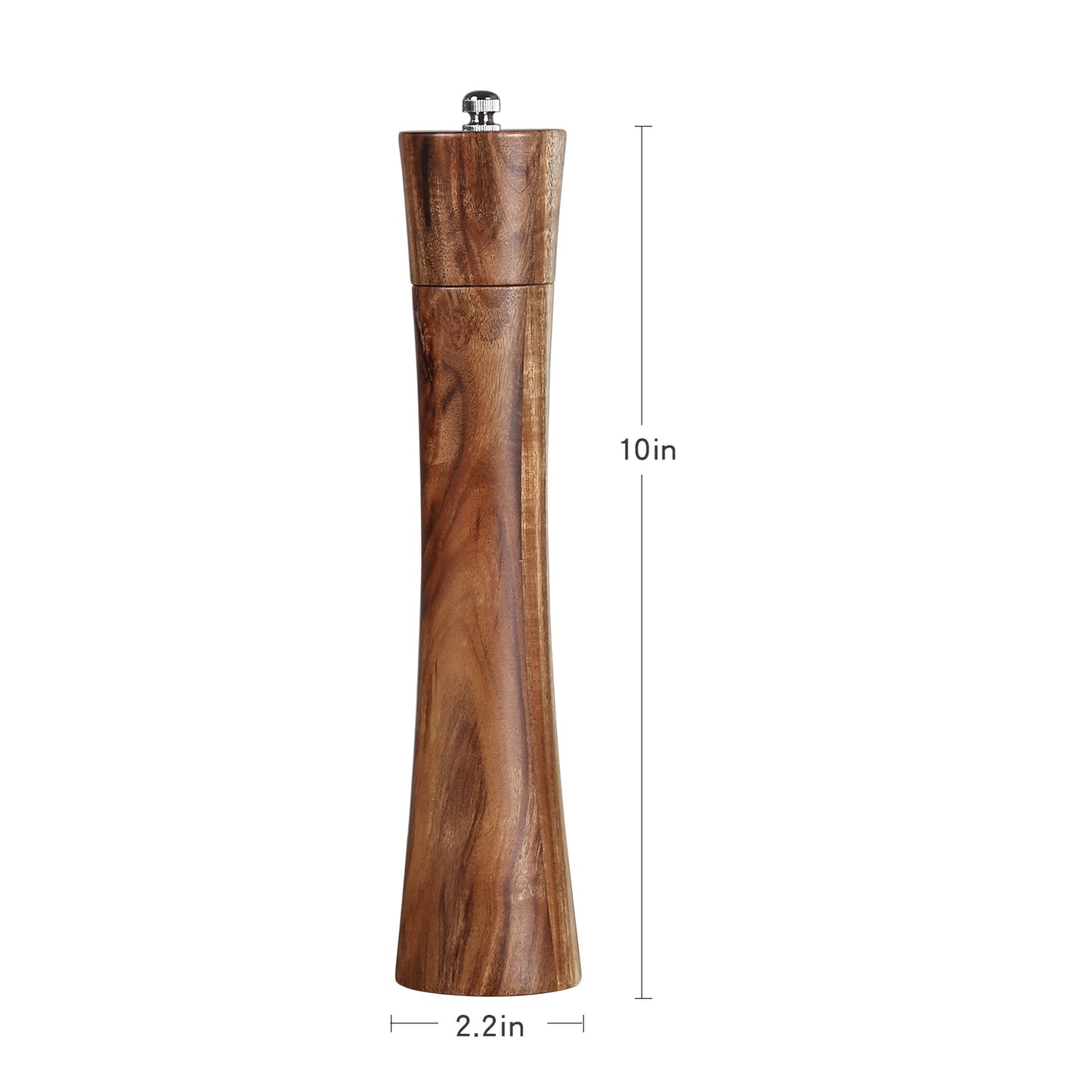 KKC HOME ACCENTS Wooden Pepper Grinder,Pepper Mill Refillable, Acacia Wood,10 Inch