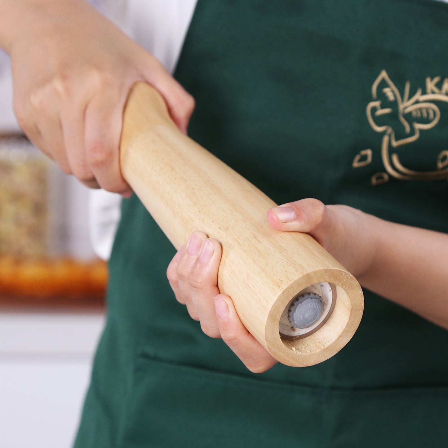 KKC Salt and Pepper Grinder Mill Wood - Wooden Salt and Pepper Mill , 10 inch, Rubber Mill with CrushGrinder