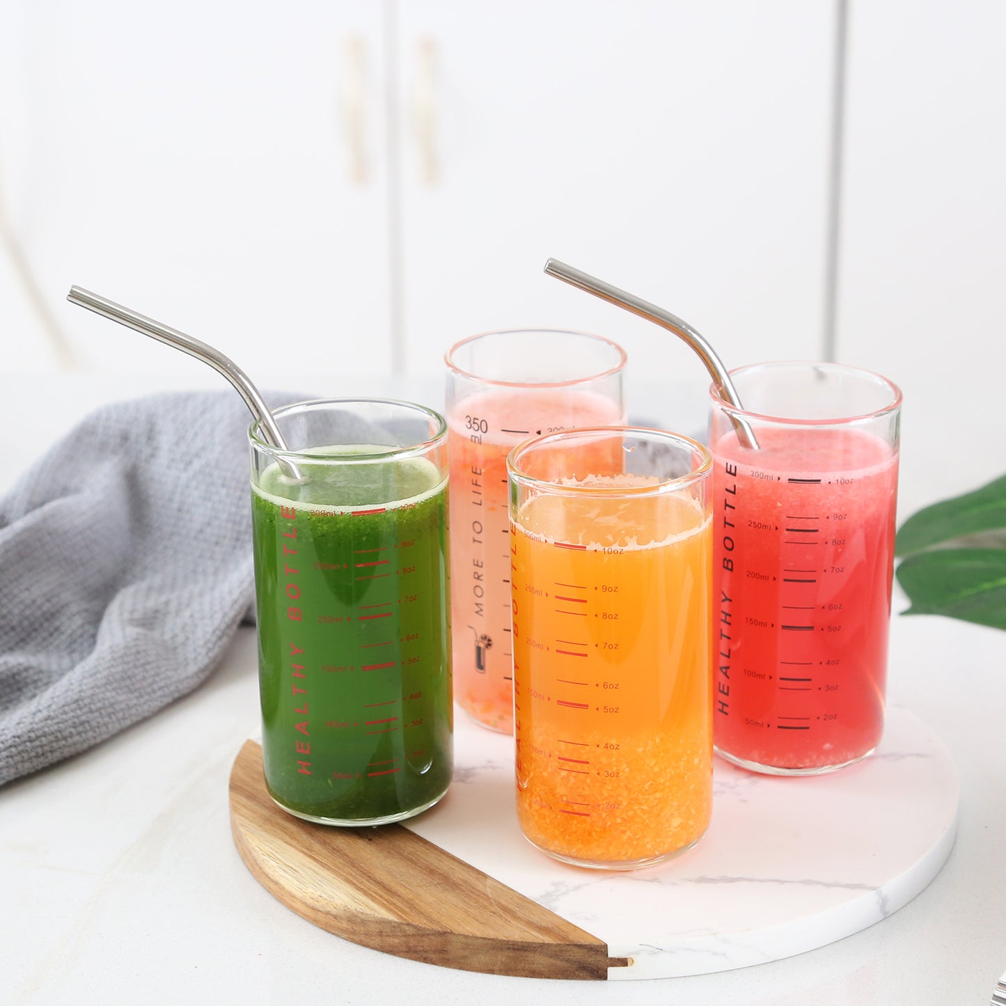 KKC HOME ACCENTS Glass Cup with Measurements for Drinking ,Water Glasses set of 2, 10 oz