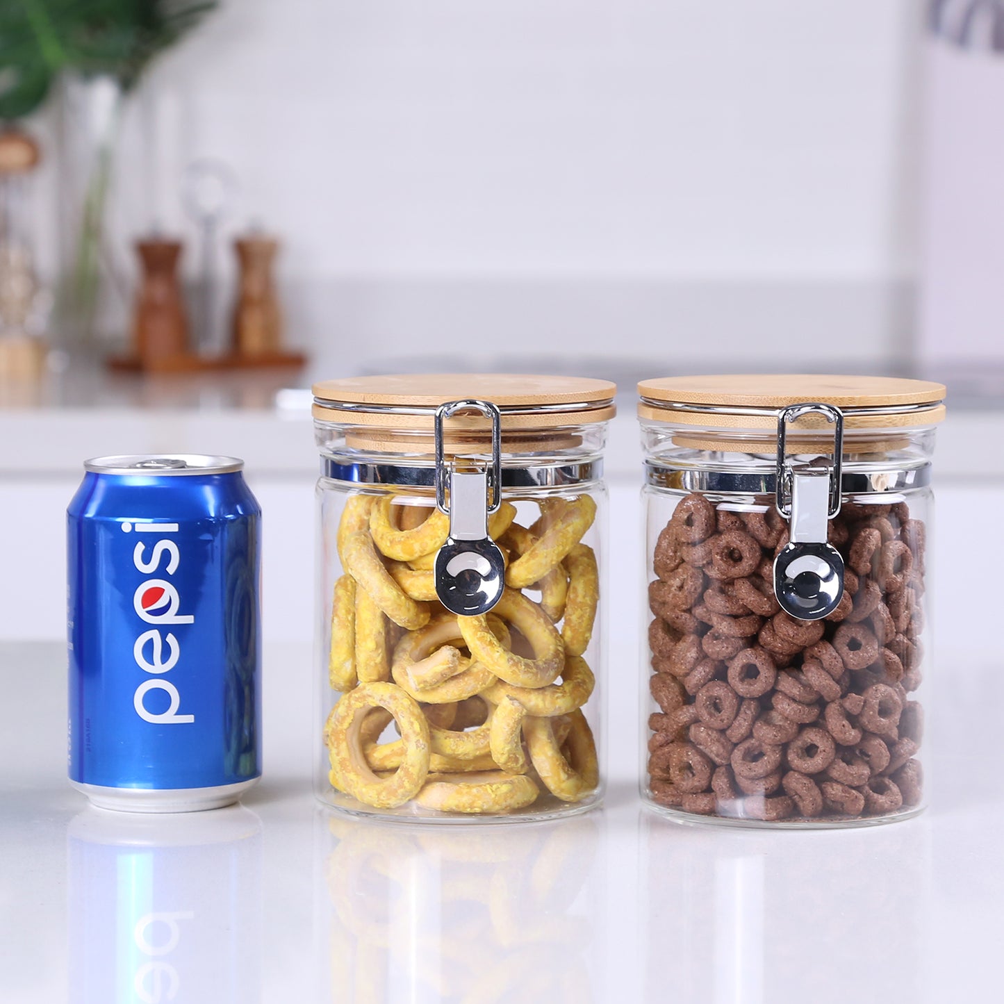 KKC Glass Storage Jars with Airtight Lids,27 Floz (800 ML x 2)