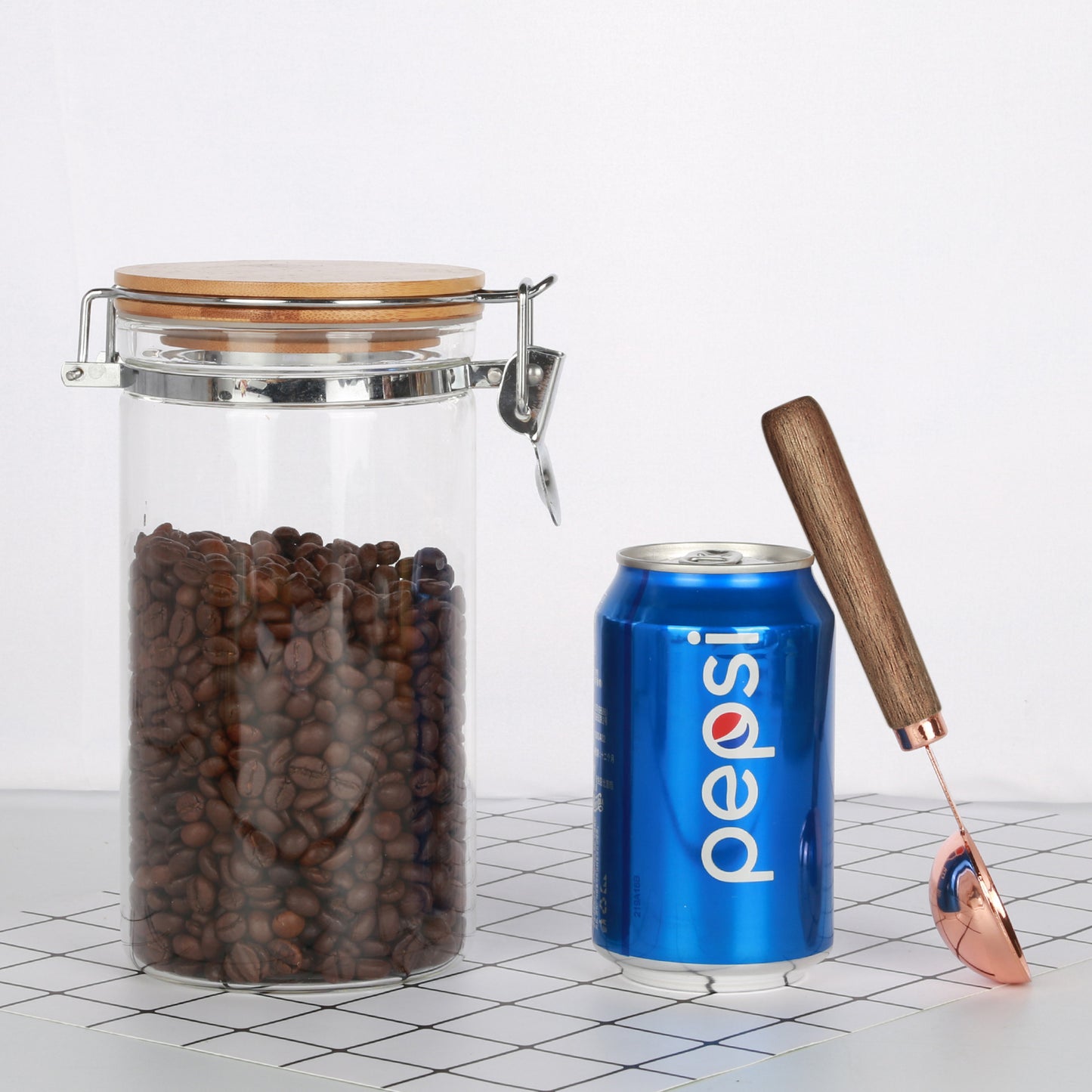 KKC Home Accents Glass Airtight Coffee Bean Storage Container with spoon, 40 FLoz (1200 ML)