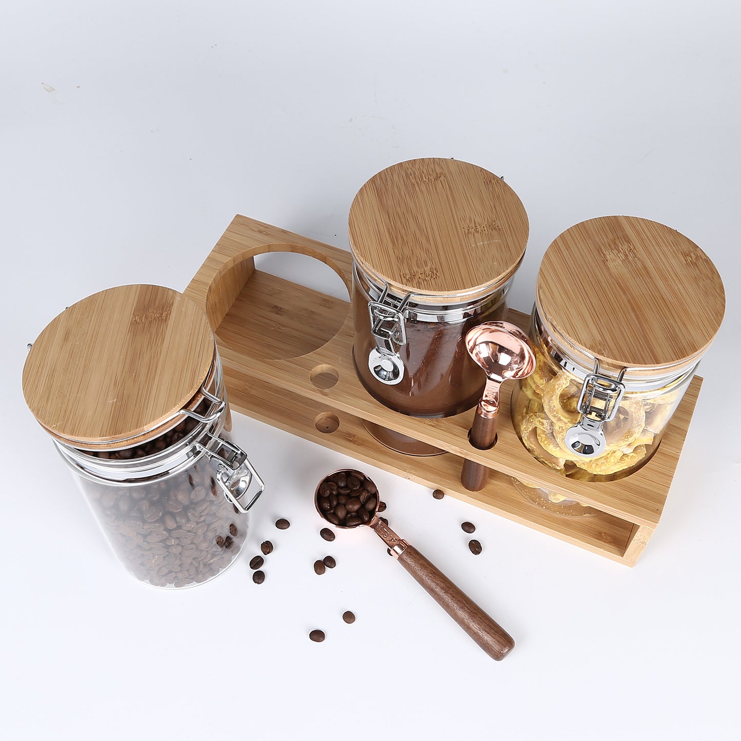 KKC Glass Airtight Coffee Bean Storage Containers for Counter,40 FLoz,Pack of 3