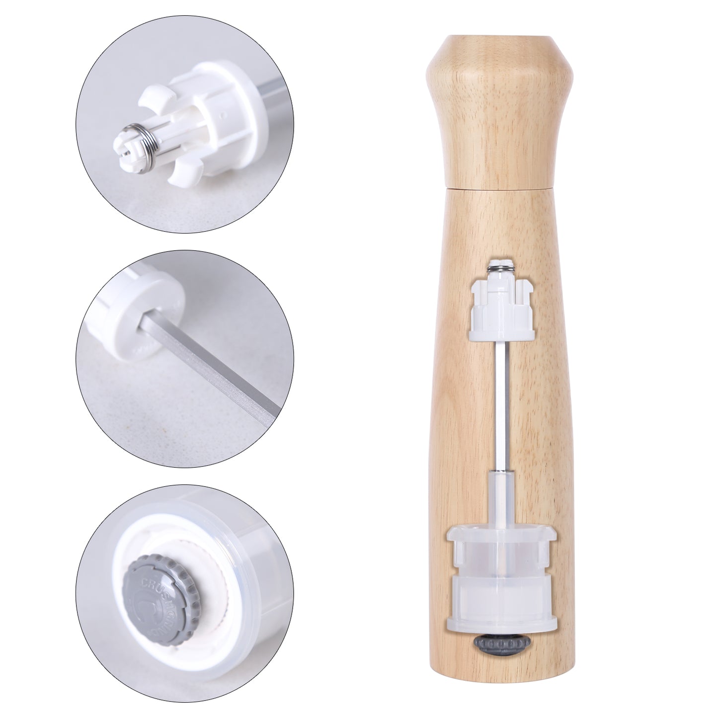 KKC Salt and Pepper Grinder Mill Wood - Wooden Salt and Pepper Mill , 10 inch, Rubber Mill with CrushGrinder