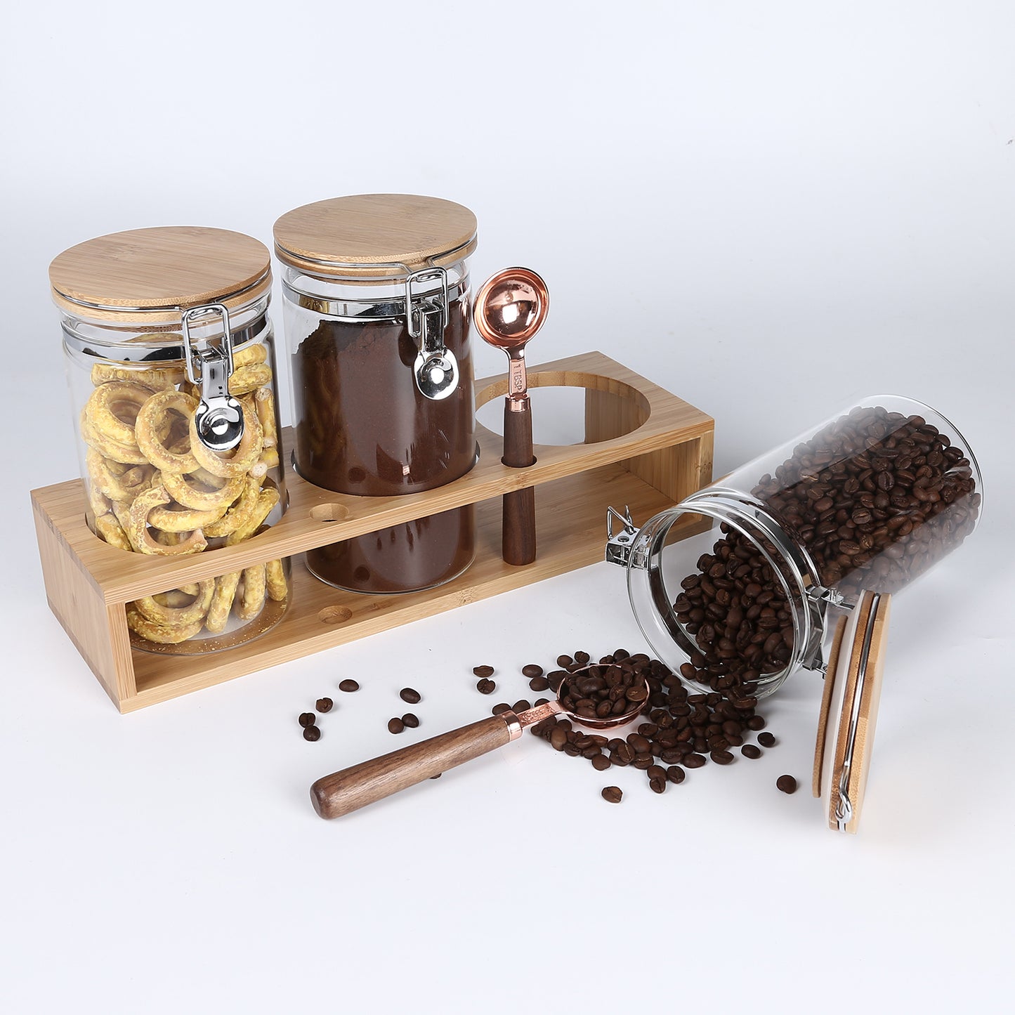 KKC Glass Airtight Coffee Bean Storage Containers for Counter,40 FLoz,Pack of 3