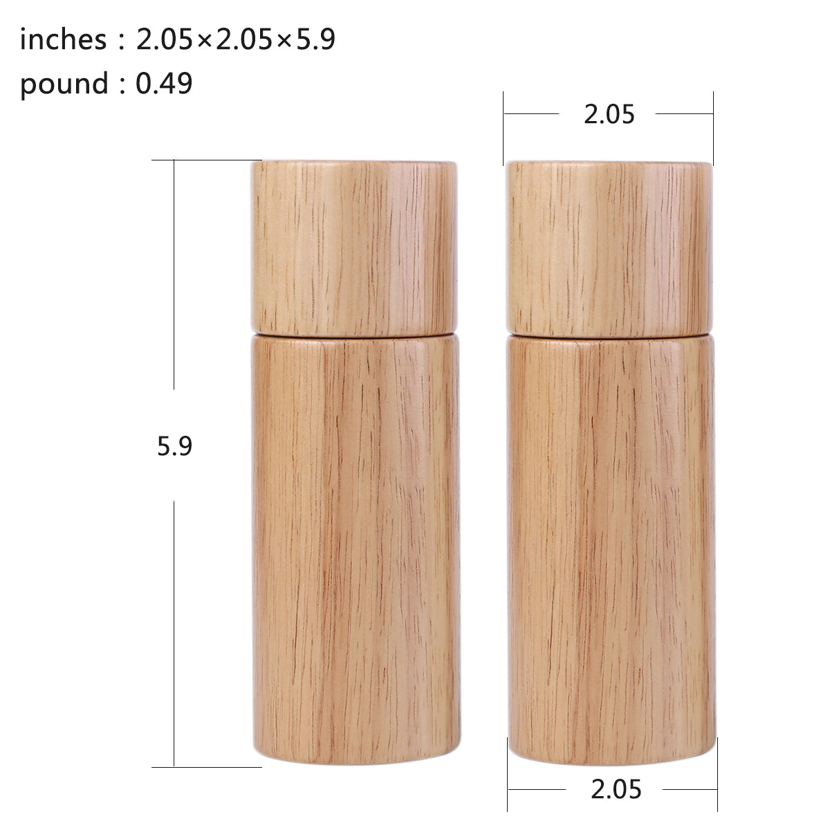 KKC HOME ACCENTS Wooden Salt and Pepper Grinder Set 6 inch,Salt Pepper Grinder set Wood,Salt Pepper Mills Wood,Refillable