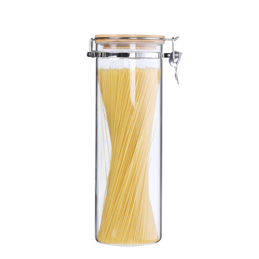 KKC Tall Glass Pasta Storage Container with Hinged Lid, 68 Floz