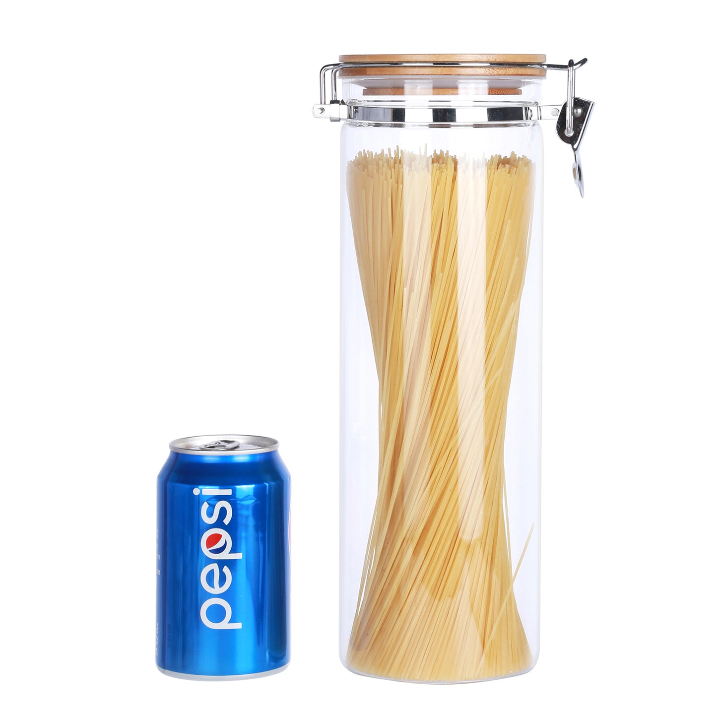 KKC Tall Glass Pasta Storage Container with Hinged Lid, 68 Floz