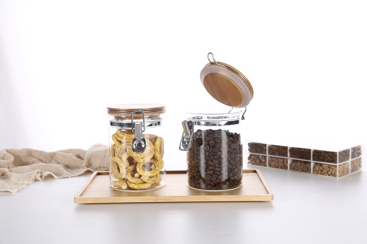 KKC Glass Storage Jars with Airtight Lids,27 Floz (800 ML x 2)