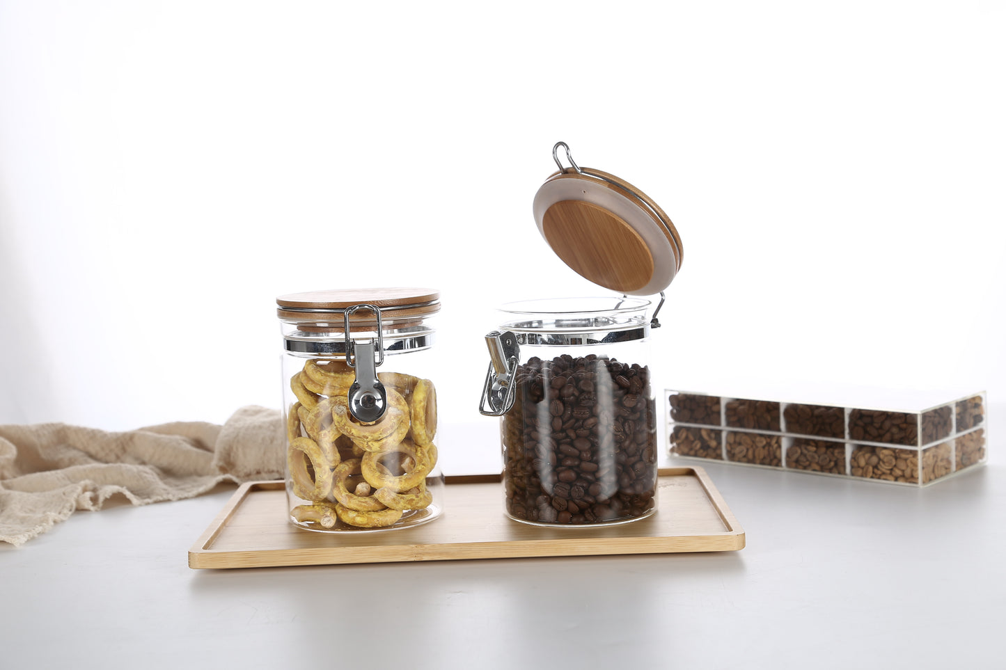 KKC Glass Storage Jars with Airtight Lids,27 Floz (800 ML x 2)