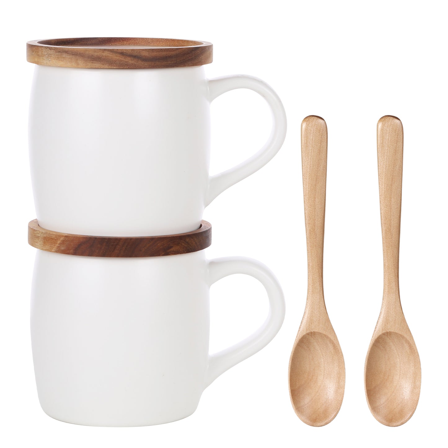 KKC HOME ACCENTS Ceramic Coffee Mug set of 2 with Lid,Ceramic Coffee Mugs Black & White , 13 OZ , Ceramic Coffee Cups