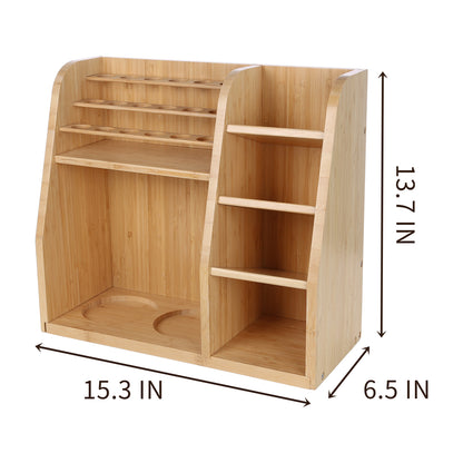 KKC HOME ACCENTS Bamboo Coffee & Tea Station Organizer for Countertop,Coffee Bar Organizer with 2 Airtight Glass Canisters for Loose Tea,Tea Bag - Style B