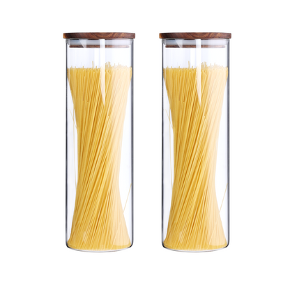 KKC Tall Borosilicate Glass Food Storage Jars for Spaghetti, 63 Floz,2 Piece Set