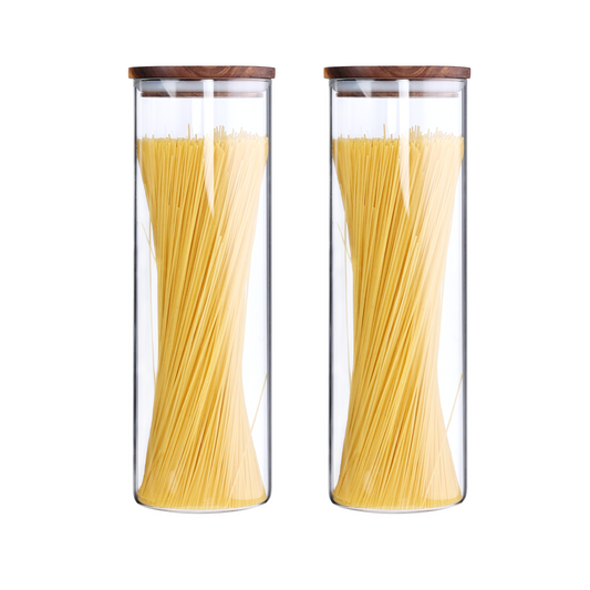 KKC Tall Borosilicate Glass Food Storage Jars for Spaghetti, 63 Floz,2 Piece Set