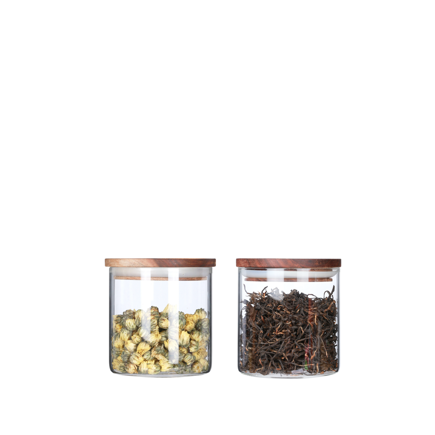 KKC Glass Storage Jars with Airtight Lids,Jar Canister with Wooden Lids,18 FLoz (550 ML x 2)