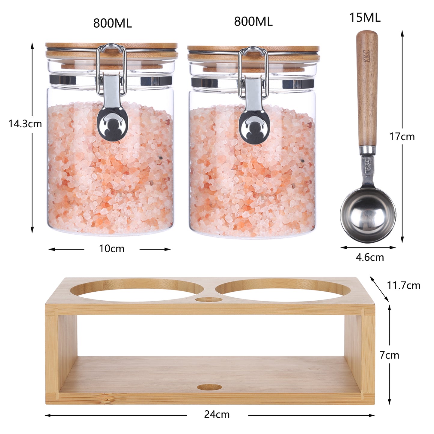 KKC HOME ACCENTS Borosilicate Glass Sugar Salt Storage Containers with Airtight Locking Clamp Lids,Sealed Glass Jar Canisters for Brown Sugar,Loose Tea,Coffee,27 Fluid-oz