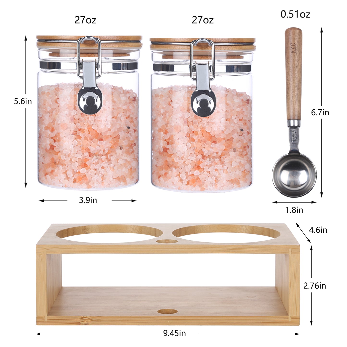 KKC HOME ACCENTS Borosilicate Glass Sugar Salt Storage Containers with Airtight Locking Clamp Lids,Sealed Glass Jar Canisters for Brown Sugar,Loose Tea,Coffee,27 Fluid-oz