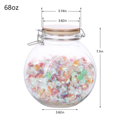 KKC HOME ACCENTS Glass Candy Jar,Cookies Jar with Airtight Lid,Vacuum Sealed Candy Jar with Lid for Candy Buffet,Cookie,Snack,68 Fluid oz,Seals Tightly