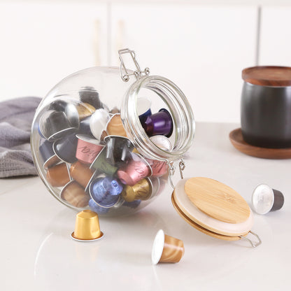 KKC HOME ACCENTS Glass Candy Jar,Cookies Jar with Airtight Lid,Vacuum Sealed Candy Jar with Lid for Candy Buffet,Cookie,Snack,68 Fluid oz,Seals Tightly