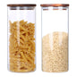 KKC Clear Glass Canister Jar Container Set for Food Storage with Airtight Wood Lid, 39Floz （Only for Canda adress）2 Piece Set