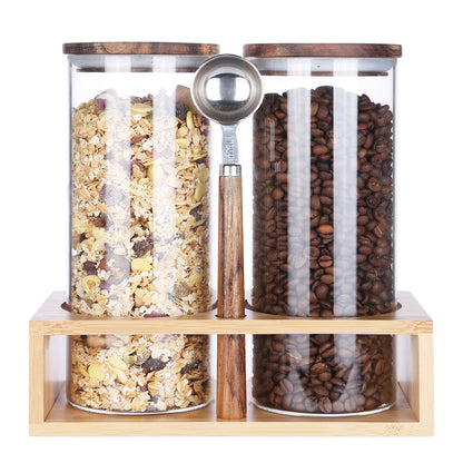 KKC HOME ACCENTS Glass Coffee Bean Storage Container with Airtight Lid, Sealed Glass Coffee Canister Jar for 600g Coffee Beans ,Ground Coffee, Nuts,Glass Canisters with Scoop,47 Fluid-oz