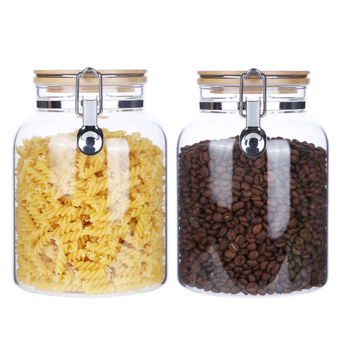 KKC Glass Coffee K Cup,Coffee Pod Storage Container,Sealed Glass Coffee Container for 24 oz (1.5 lb) Coffee Beans,Large Glass Storage Jar Canisters with Airtight Locking Hinged Lids for Flour,Brown Sugar,Cookies,Candy,Pasta,Grains,68 Fluid-oz