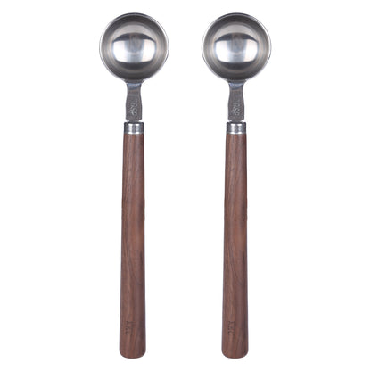 KKC Stainless Steel Coffee Spoons With Wood Handle 15ML Measuring Coffee Spoon For Coffee Beans Tea Suger, Silver (9.17")