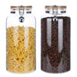 KKC Large Glass Storage Jar Canisters with Airtight Hinged Bamboo Lids,Sealed Glass Storage Containers for Flour,Brown Sugar,Oatmeal,Snack,Cookies,Nut,Pasta,Cereal,Rice,Coffee Beans,Dog Treats Big Glass Jars for Pantry,95 Fluid-oz