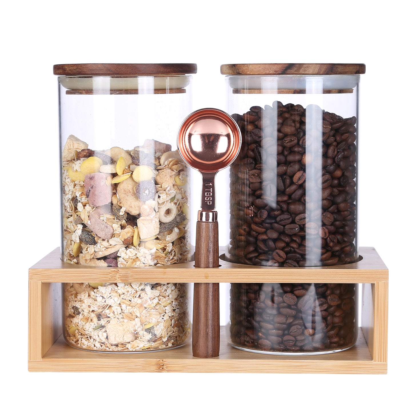 Glass Food Storage Container Jar With Acacia Wood Lid And Transparent Glass  Jar, For Coffee Beans, Tea, Spices, Cookies, Nuts & Candies