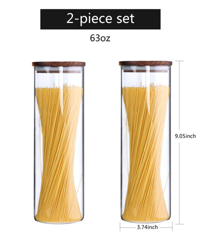 KKC Tall Borosilicate Glass Food Storage Jars for Spaghetti, 63 Floz,2 Piece Set