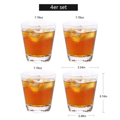 KKC Whisky Glasses set of 4 ,Old Fashioned Whiskey Glasses,Set of 4, 7 oz