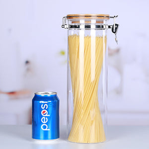 Tall Borosilicate Glass Storage Pasta Storage Containers with Airtight Lids, 68 Floz,Pack of 3