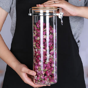 Tall Borosilicate Glass Storage Pasta Storage Containers with Airtight Lids, 68 Floz,Pack of 3