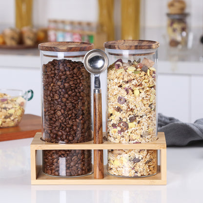 KKC HOME ACCENTS Glass Coffee Bean Storage Container with Airtight Lid, Sealed Glass Coffee Canister Jar for 600g Coffee Beans ,Ground Coffee, Nuts,Glass Canisters with Scoop,47 Fluid-oz